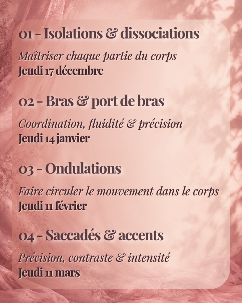 Le planning des Jeudis d'Almélina, animés par Alina danseuse orientale à Saint-Vit